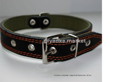 Ошейник кожаный 25мм подшит брезентом-ОК-25-Бр