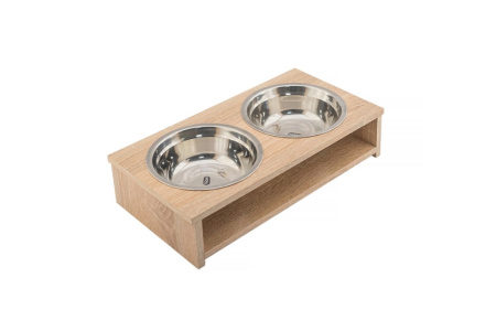 Кормушка д-животных, двойная 2х0,5л, ламинат ДУБ сонома, р-р 36х18,5хh10 (ТМ 