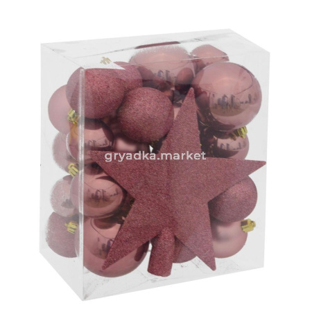 Шары набор с верхушкой (уп.30шт+1звезда) D20-8-6-5-4-3 см