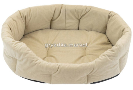 Дарэленд Лежак овальный ВЕЛЬВЕТ с подушкой 57*50*18см (вельвет, периотек) бежевый