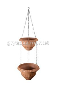 Каскат Рома подвесной на цепях 2х ярус.(1,5л+2,9л) терракотовый-1