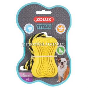 Золюкс Игрушка, серия Титан, кость-кормушка с веревкой (желтая), резина, 10 см(479110JAU)