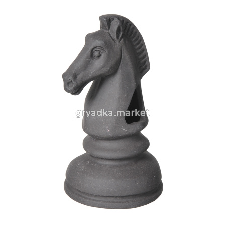 Декорация глина Шахматная фигура Конь черный 7х7х14см GLOXY 1-1