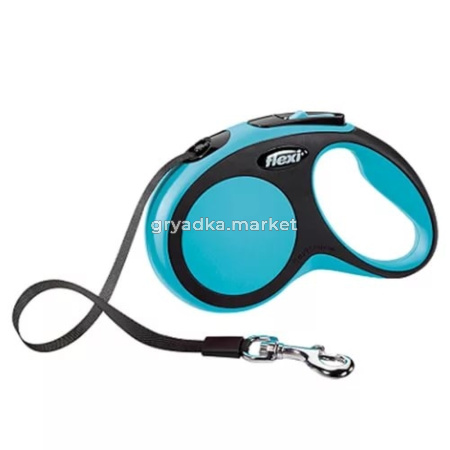 рулетка-поводок Flexi New Comfort S Tape 5м до 15кг РЕМЕНЬ, ГОЛУБОЙ 1-12 