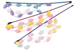 Игрушка-дразнилка WOGY д/кошек Хвостики l=25см 3шт с шариками плюшевыми и колокольчиком на палочке l