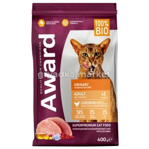 Сухой корм AWARD Urinary для взрослых кошек для профилактики мочекаменной болезни с курицей с добавл