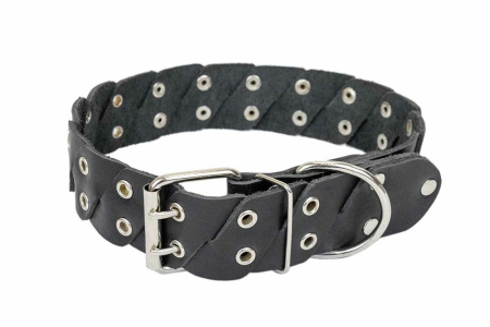 Ошейник кожаный 45мм, об.ш.42-66см клепаный КОСА коричневый 1-1