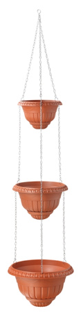 Каскат Рома подвесной на цепях 3х ярус.(1,5л+2,9л+5,1л) терракотовый-1