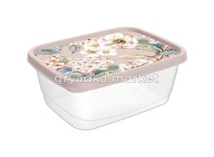 Контейнер 0,5л прямоуг. с декором бежевый -20