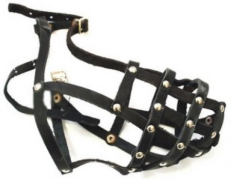 Намордник кожа сетка №4 (овчарка кобель)-НК-4