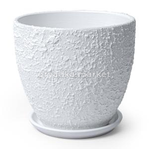 Лава 4 горшок с поддоном 2,5л d18 h16см высокий овал белый