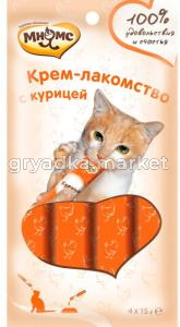 Крем-лакомства д-кошек Мнямс с курицей 15г(уп.4шт)