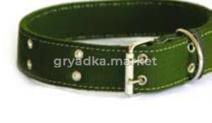 Ошейник д-собак брезентовый 2-х слойный подшит тканью с блочками 35 мм-ОБр-35-Бр-Т-Б