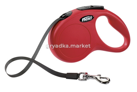 Рулетка-поводокд-собак Flexi New Classic S 8м до 12кг ТРОС, КРАСНЫЙ 1-12-22702
