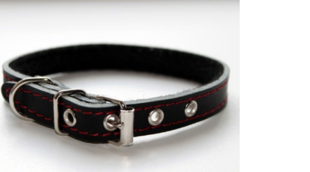 Ошейник кожаный 15мм подшит.спилком-тканью-ОК-15-С-Т