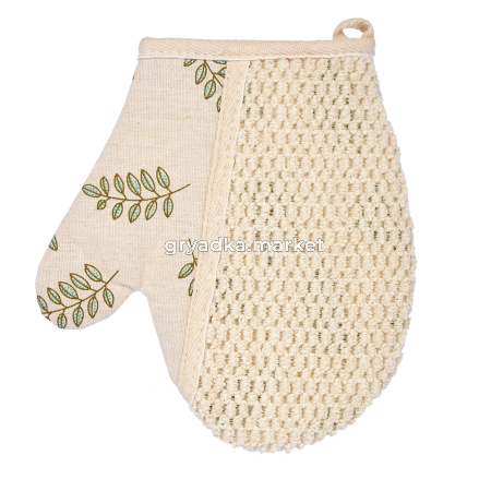 Мочалка-варежка Листья 18х21 -20