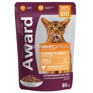 Корм д-кошек конс 85г д-профилактики МКБ курица соус AWARD (Авард) 