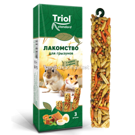 Лакомство для грызунов с мёдом и яйцом (уп. 3 шт), 80г, Triol Standard