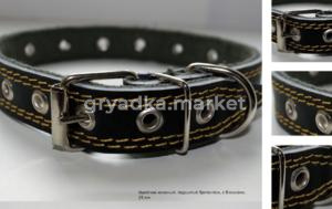 Ошейник кожаный 20мм подшит брезентом безразмерн-ОК-20-Бр-Б