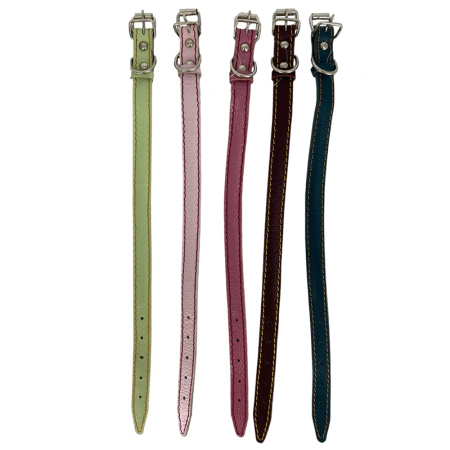 Ошейник кожаный 15мм 2-х слойный цветн.кожа-ОК-15-ЦК