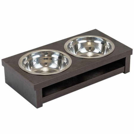 Подставка напольная 2х0,25мл,нерж.миски ВЕНГЕ, р-р 29,2х15хh6,7см 1-1