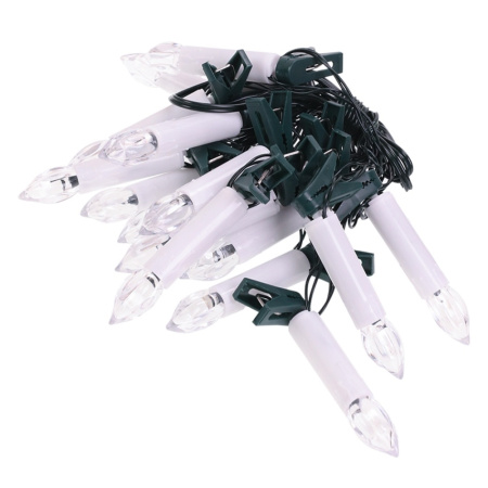 Гирлянда Свечи на прищепках 16шт, 2,7м прозрачный провод, тепл. белый (ААх2 не прил.)