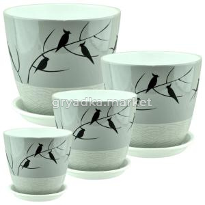 Бутон Роспись птицы к-т из 4-х 1л, 2л, 3,8л, 5,4л сер.