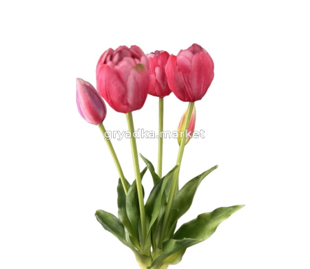 Искусственные цветы Букет тюльпанов 5 голов розовые h40см