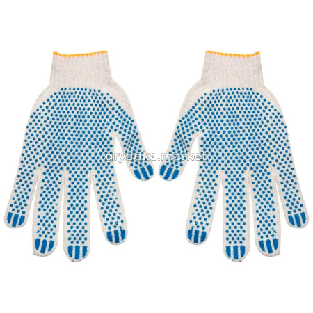 Перчатки х-б Эконом с ПВХ (белая точка)-10-200