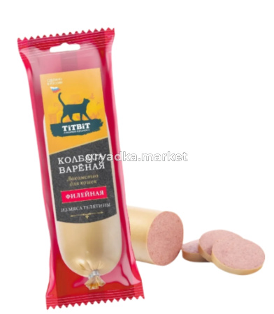 Лакомства д/кошек Колбаса вареная Филейная 100г Тит Бит 1/24