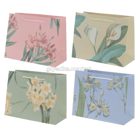 Пакет подарочный (бумага, плотность 210г-м2, блок 12шт), L32 W10 H26 см, 4в.