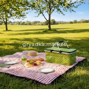 Корзина ДПИКНИКА с метал.ручк.зел.482824см12