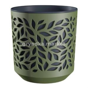 Leaves кашпо со вставкой 2,5л  Оливка-Антрацит -12
