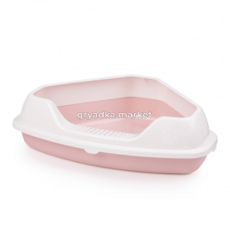 Туалет угловой с бортом 55,5х41,5х15см Лекси розовый 1-12