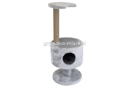 Домик-когтеточка ЧИП круглый на ножке (столбик джут) 38х38хh93см бежевый 1-1