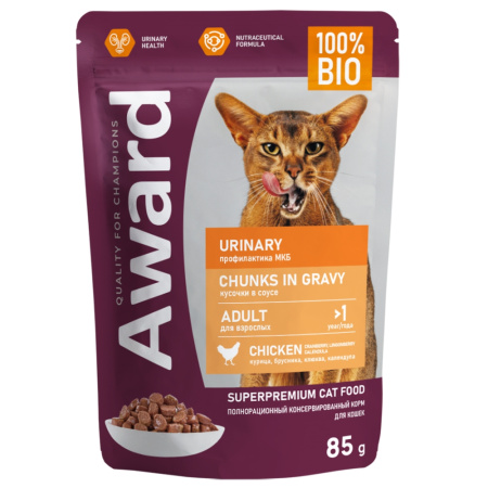 Корм д-кошек конс 85г д-профилактики МКБ курица соус AWARD (Авард) 