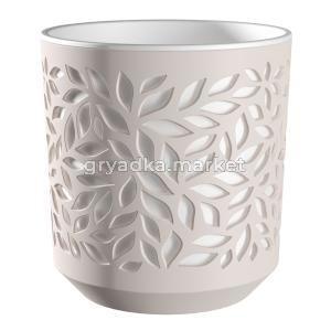 Листья кашпо со вставкой 2,5л  Пудра-Белый Leaves-12
