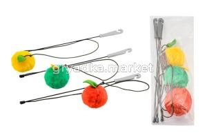 Игрушка-дразнилка ZooM с яблоком 7см, с пищалкой, на резинке 70см 1-1