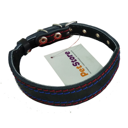 Ошейник кожаный 25-15мм подшитый спилком-ОК-25-15-С