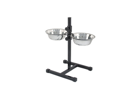 Кормушка д-животных регул.ЕСО чёрная, h60см, 2х2,5л, D26, миски трапец. металл, разбор в короб