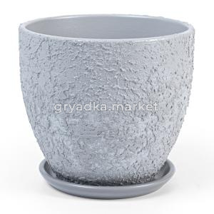Лава 4 горшок с поддоном 2,5л d18 h16см высокий овал серый