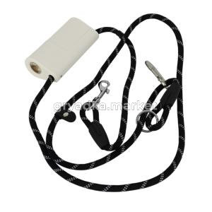 Поводок капроновый круглый 1,7м с фонариком и контейнером под пакеты 1-1-Китай