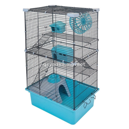 Клетка д-грызунов РИККИ 42.2 42х30х67см 4эт, разборн. (2домика,миска,колесо)  1-1