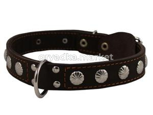 Ошейник кожаный 25мм с украшениями-ОК-25-У