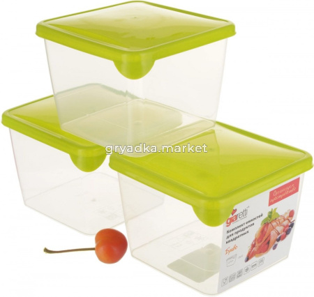 Контейнер набор Браво 0,75л квадрат микс (3шт)-36 ПлР