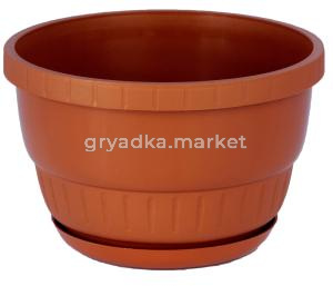 Европа с поддоном кашпо 1,9л терракотовый d17-25