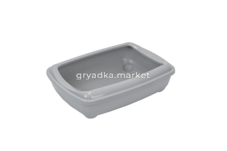 Туалет для кошек ZooM глубокий, большой (под наполнитель) 50х38х13см, серый