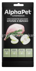 Лакомства д-кошек 4*12г с кроликом и яблоком ALPHAPET