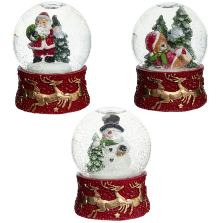 Фигурка декоративная в стекл. шаре Санта-Снеговик-Мишка, D 7 см, L7 W7 H8,5 см, 3в.