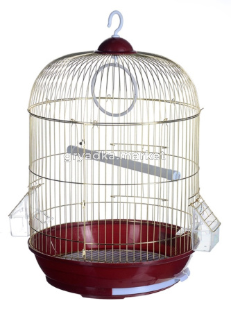Клетка для птиц  с гальван.покрытием, с пластмас. поддоном в комплекте с кормушками 33х53 см